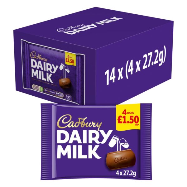 Cadbury Dairy Milk Chocolate Bar 4 Pack £1.50 PMP 108.8g
