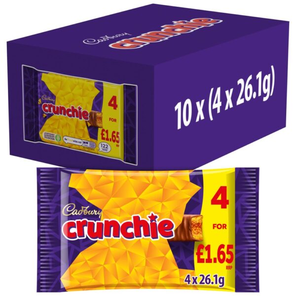 Cadbury Crunchie Chocolate Bar 4 Pack Multipack £1.65 PMP 104.4g
