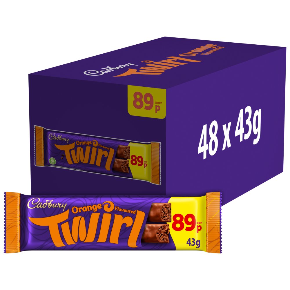 Cadbury Twirl Orange Chocolate Bar 89p PMP 43g