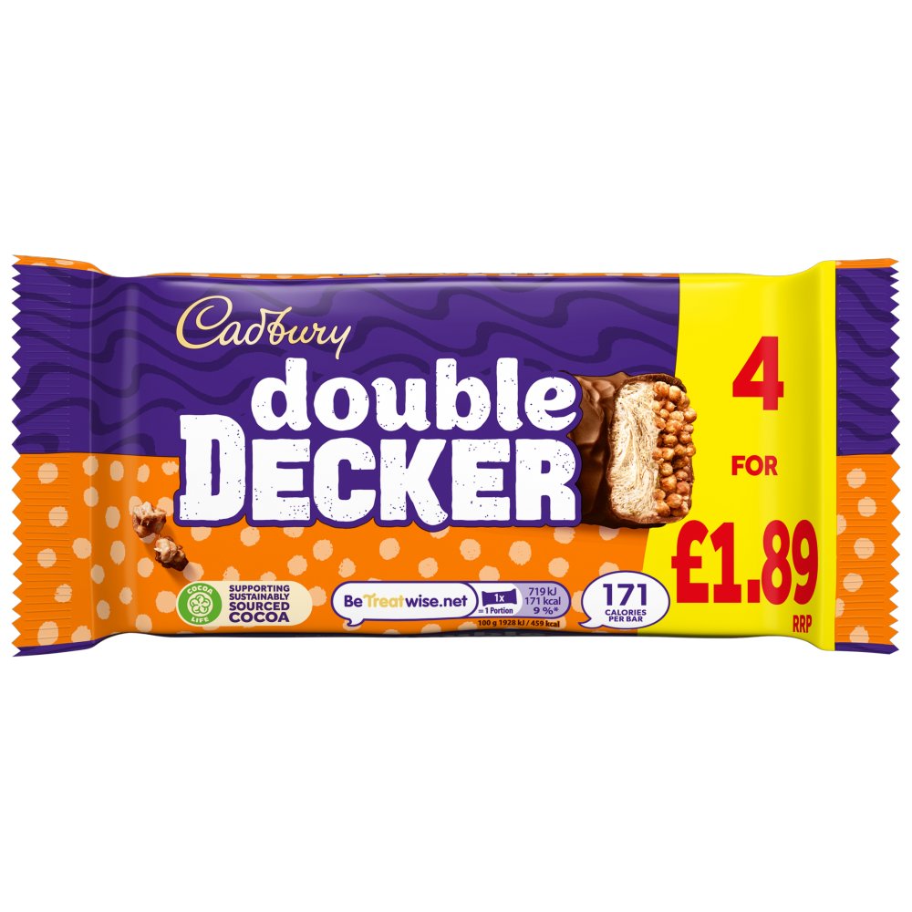 Cadbury Double Decker Chocolate Bar 4 Pack Multipack £1.89 PMP 149.2g