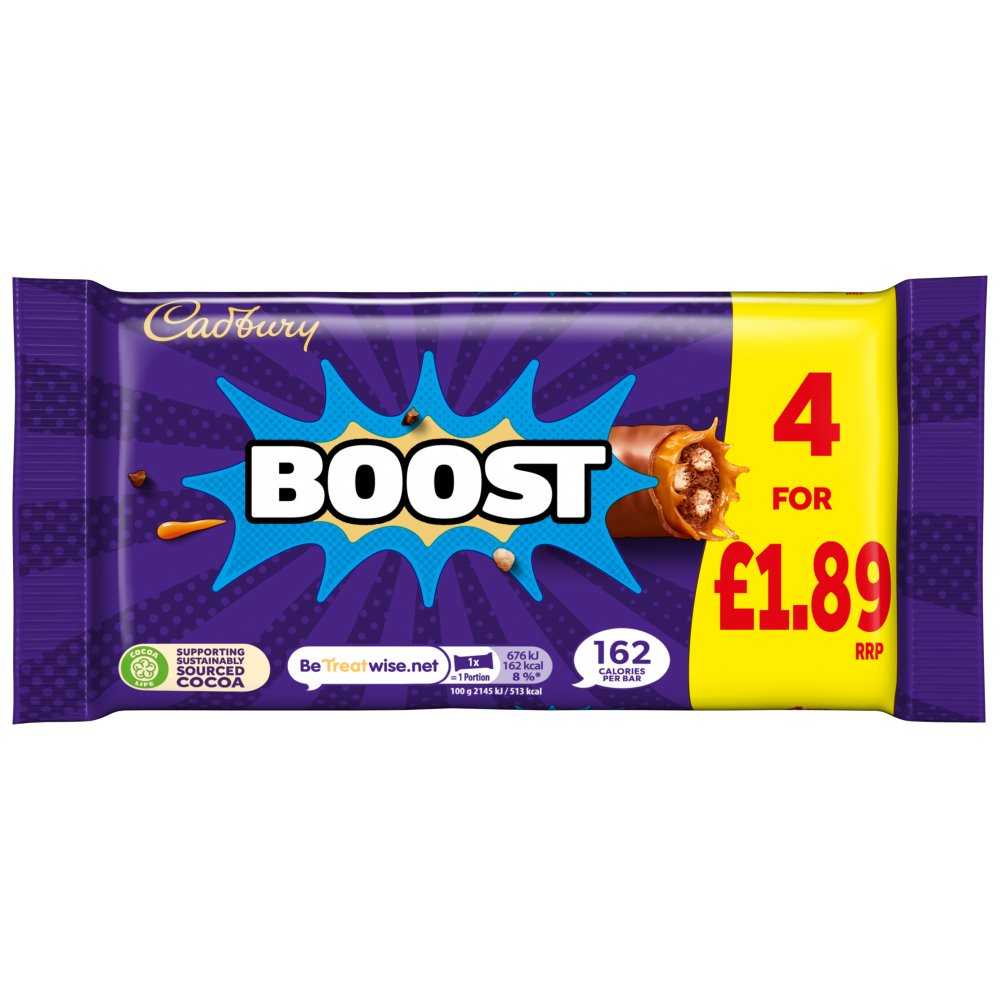 Cadbury Boost Chocolate Bar 4 Pack Multipack £1.89 PMP 126g