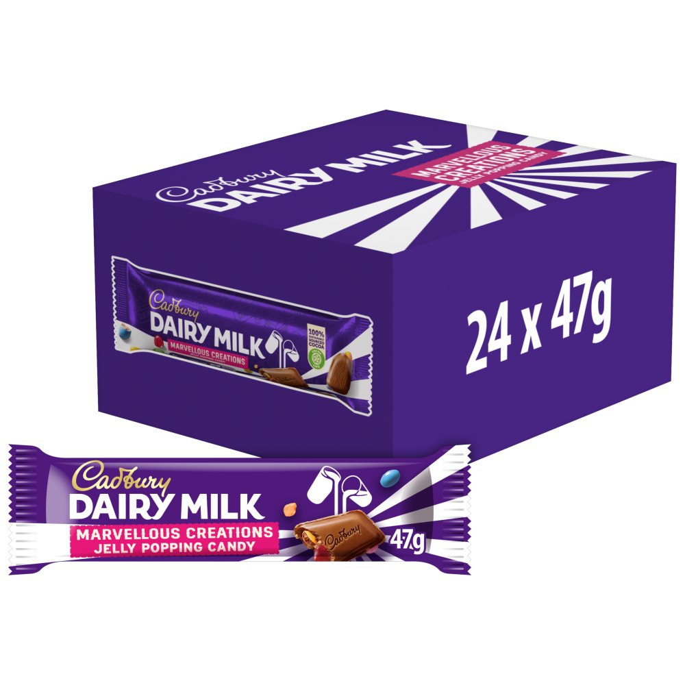 Cadbury Dairy Milk Chocolate Marvellous Creations Jelly Popping Candy Bar 47g
