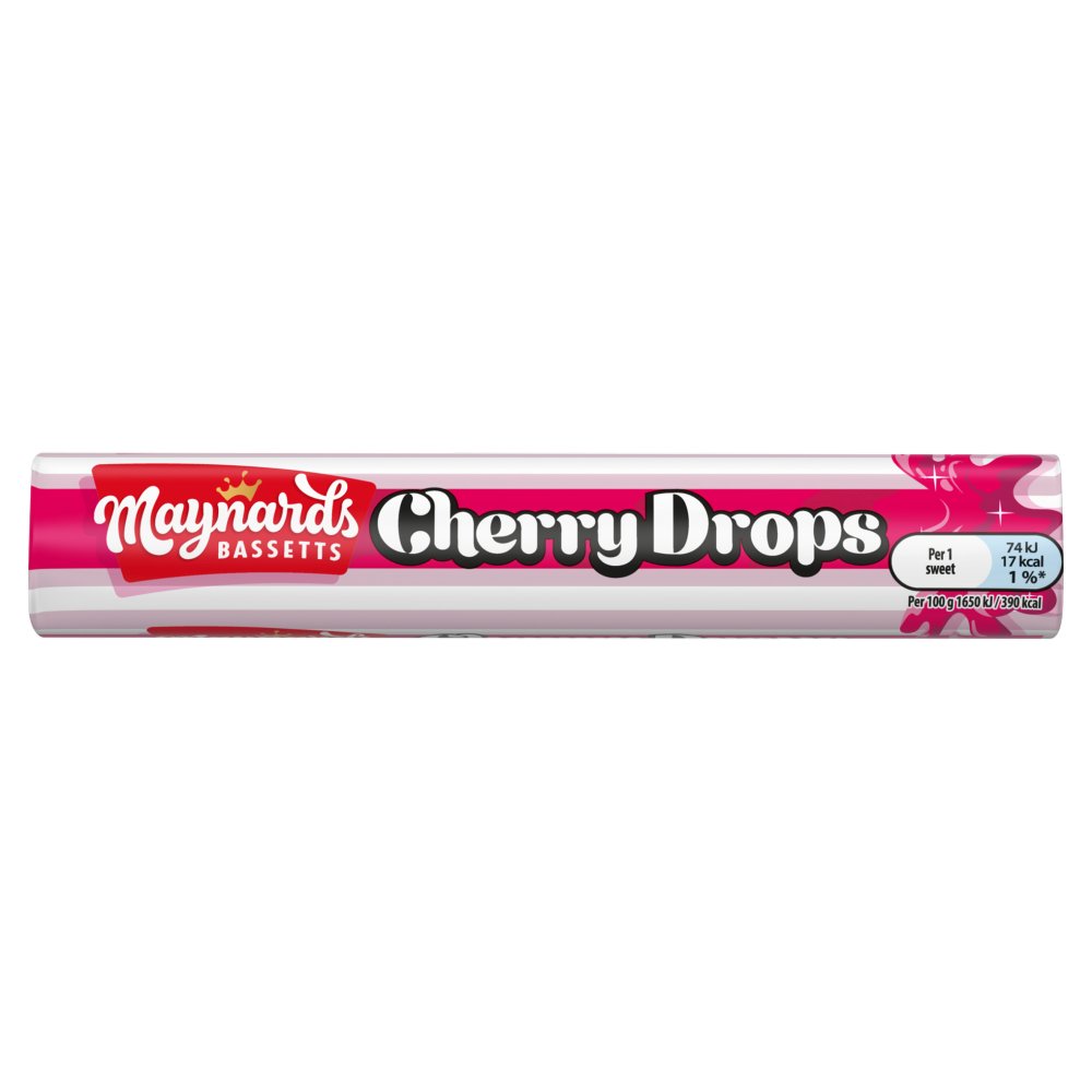 Maynards Bassetts Cherry Drops Sweets Roll 45g