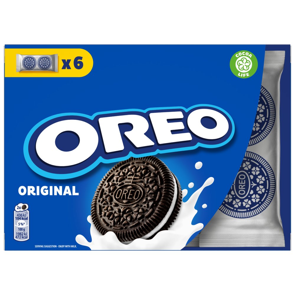 OREO Original Lunchbox Cocoa Sandwich Cookies with Vanilla Flavour Filling Multipack 6 pack 132 g