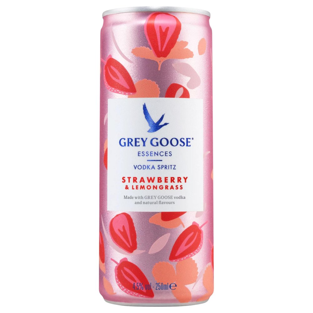 GREY GOOSE Essences Vodka Spritz Strawberry & Lemon Premix Cocktail, 25cl