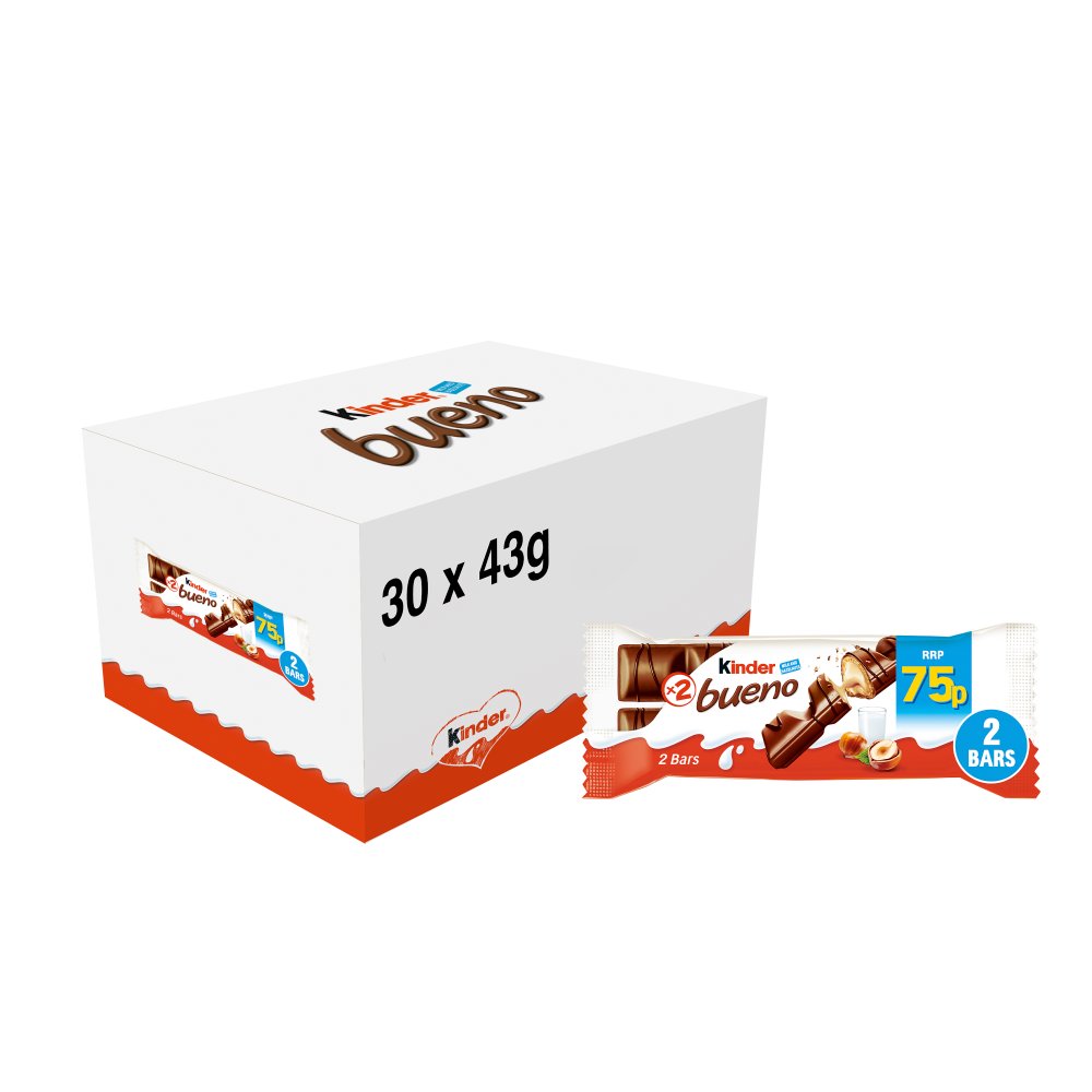 Kinder Bueno Milk Chocolate and Hazelnuts Duo Bar (2 x 43g) Lunch Box