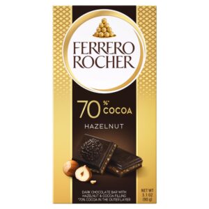 Ferrero Rocher Dark Chocolate Bar with Hazelnut & Cocoa Filling 90g