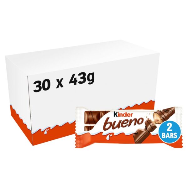 Kinder Bueno Milk Chocolate and Hazelnut Twin Bars Single Pack 43g
