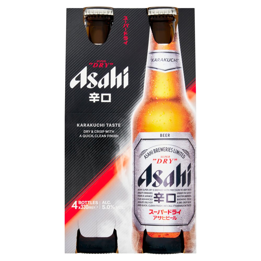 Asahi Super Dry Beer Lager Bottles 4x330ml
