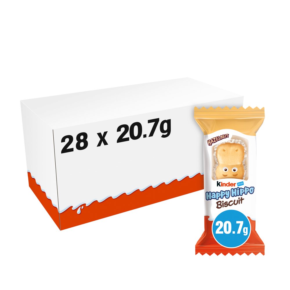 Kinder Happy Hippo Milk & Hazelnut Filling Wafer Biscuit Snack Bar 20.7g