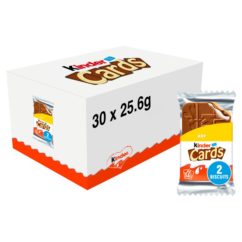 Kinder Cards Milk Chocolate Wafer Biscuit Snack Bar Twin Pack 25.6g PMP