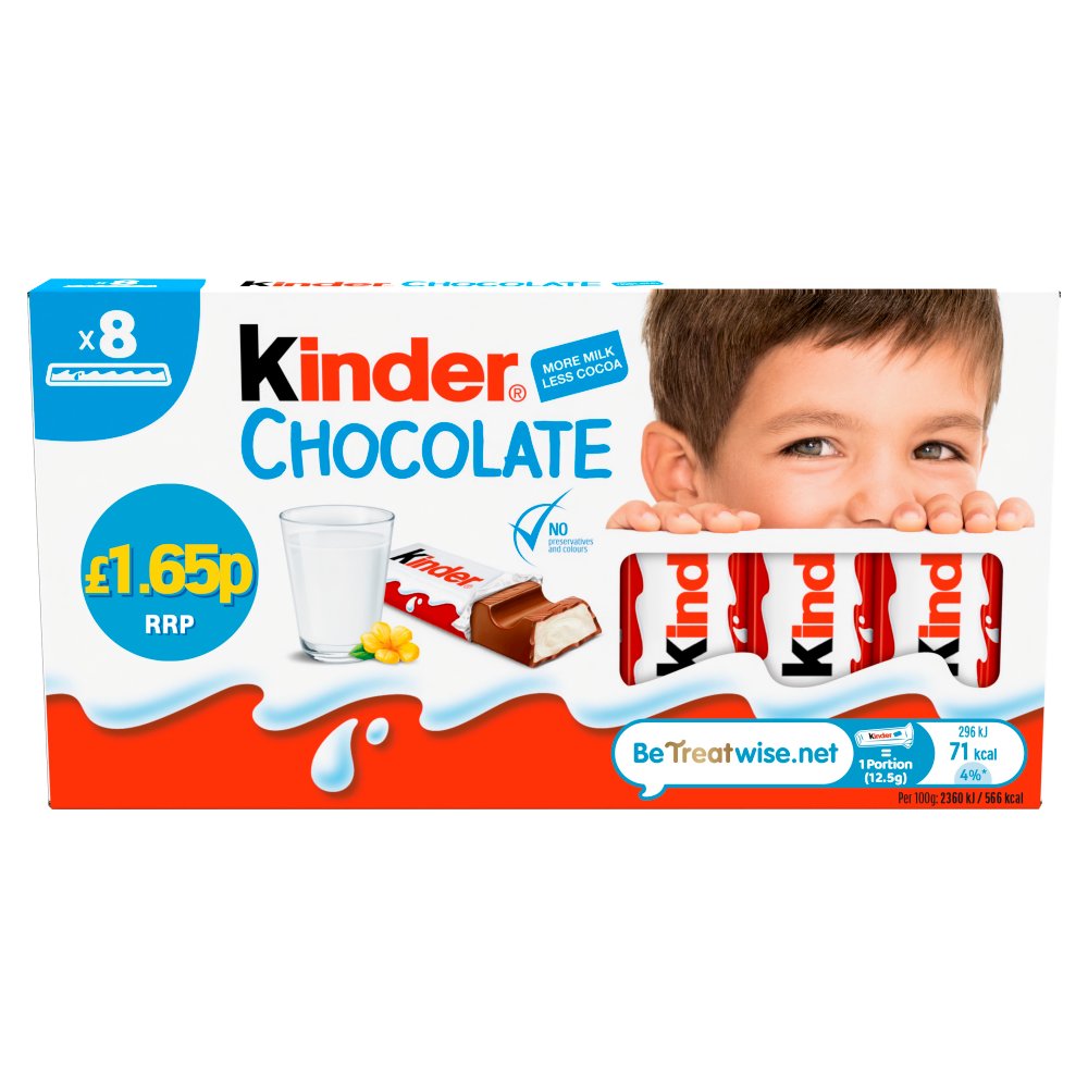 Kinder Small Chocolate Bars Multipack 8 x 12.5g PMP