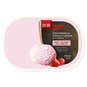 Farmer Jack's Strawberry & Cream Flavour with Ripple Soft Scoop Ice Cream 900ml