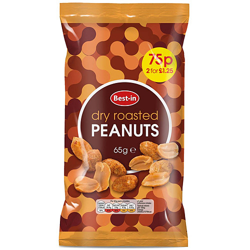 Bestin Dry Roasted Peanuts PM 75p 2 For £1.25