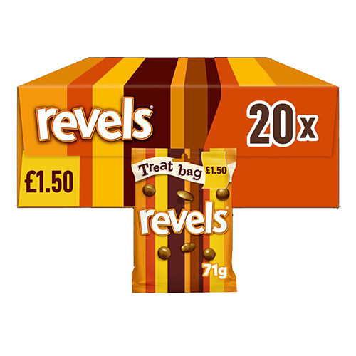 Revels Milk Chocolate with Raisins, Coffee or Orange Treat Bag £1.50 PMP 71g