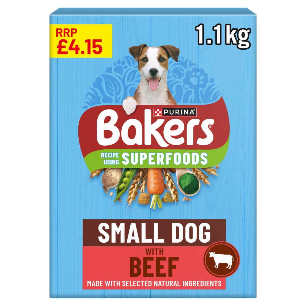 BAKERS Superfoods Small Dog Beef Dry Dog Food 1.1kg PMP