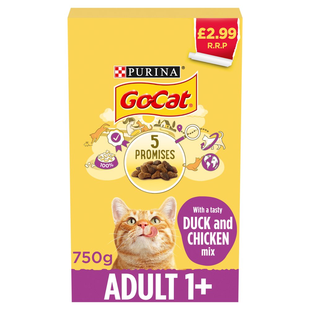 GO-CAT Chicken and Duck Dry Cat Food 750g PMP