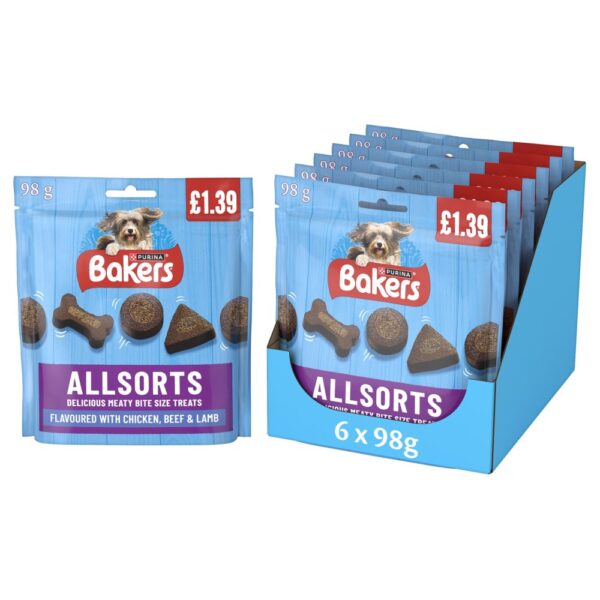 BAKERS Allsorts Chicken, Beef and Lamb Dog Treats 98g PMP