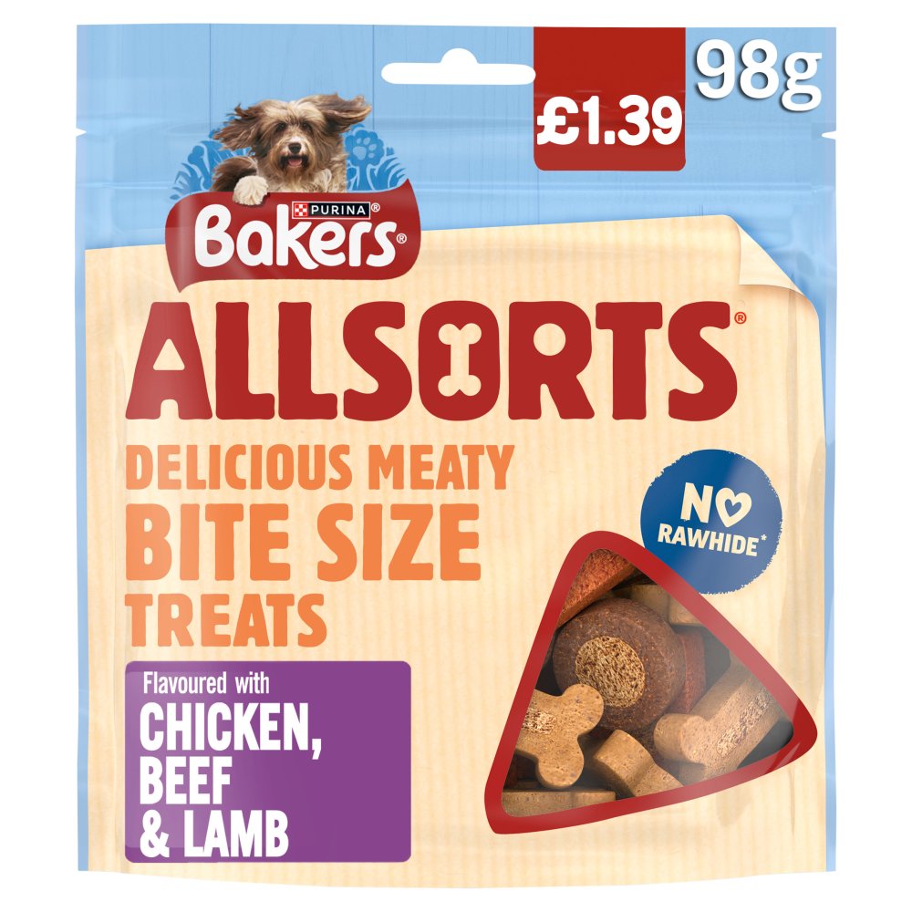 BAKERS Allsorts Chicken, Beef and Lamb Dog Treats 98g PMP