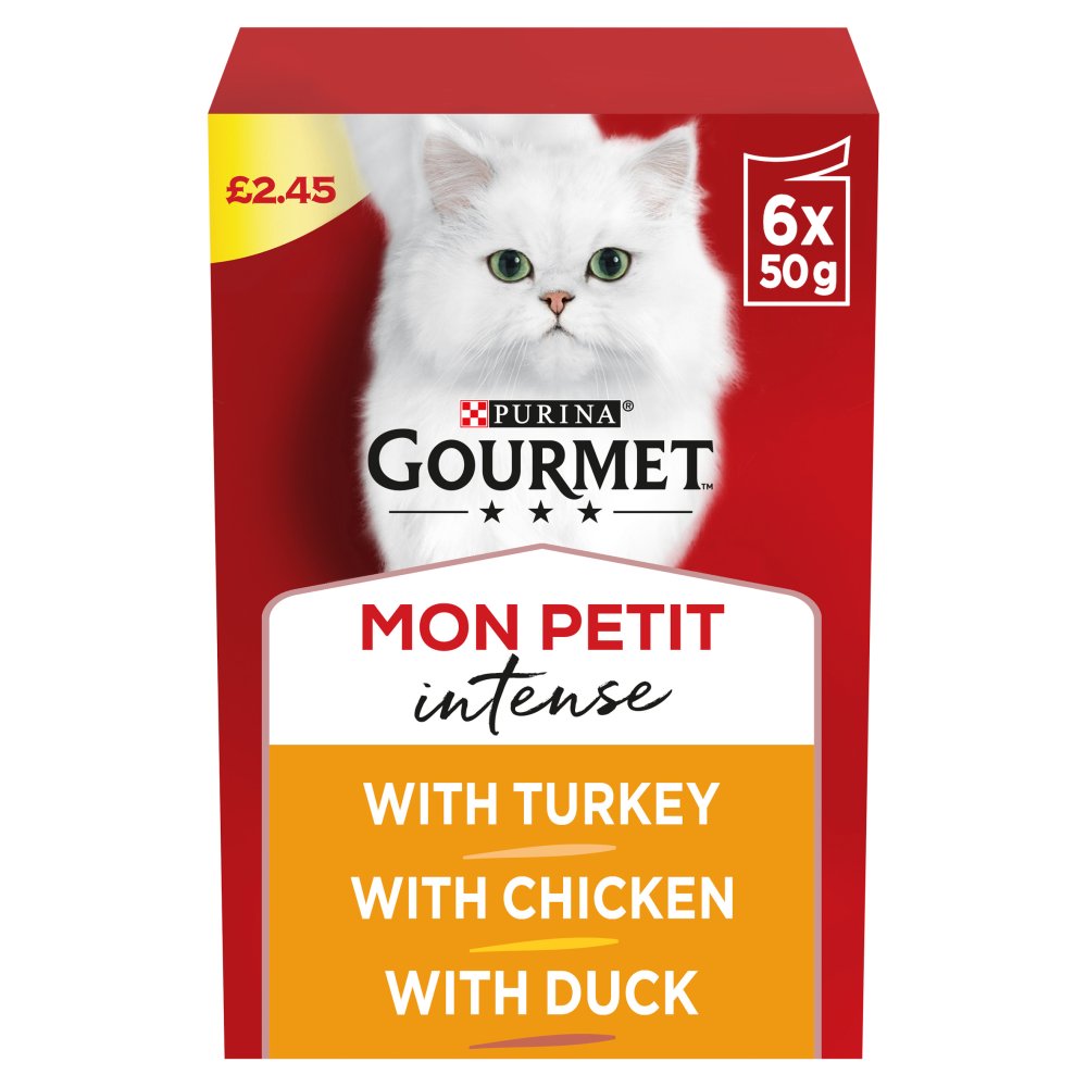 GOURMET Mon Petit Meaty Variety Duck, Chicken, Turkey Wet Cat Food 6x50g PMP