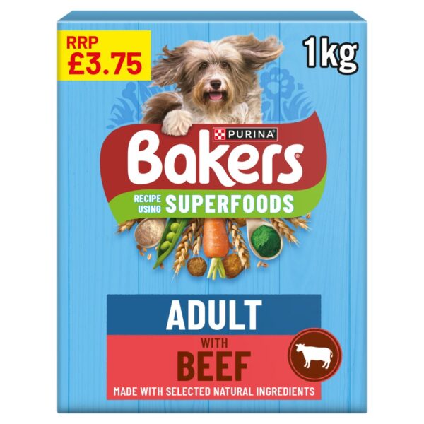 BAKERS Superfoods Beef with Vegetables Dry Dog Food 1kg PMP