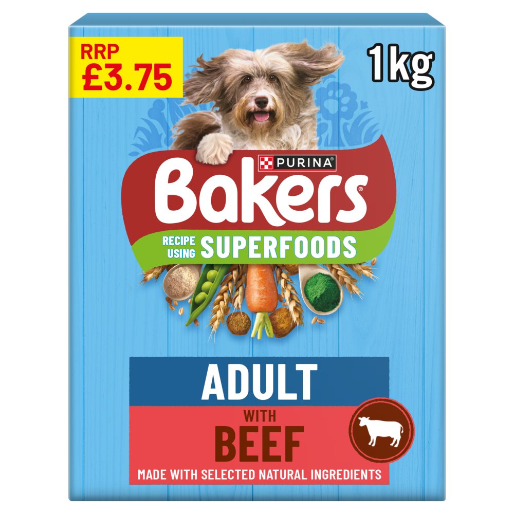 BAKERS Superfoods Beef with Vegetables Dry Dog Food 1kg PMP