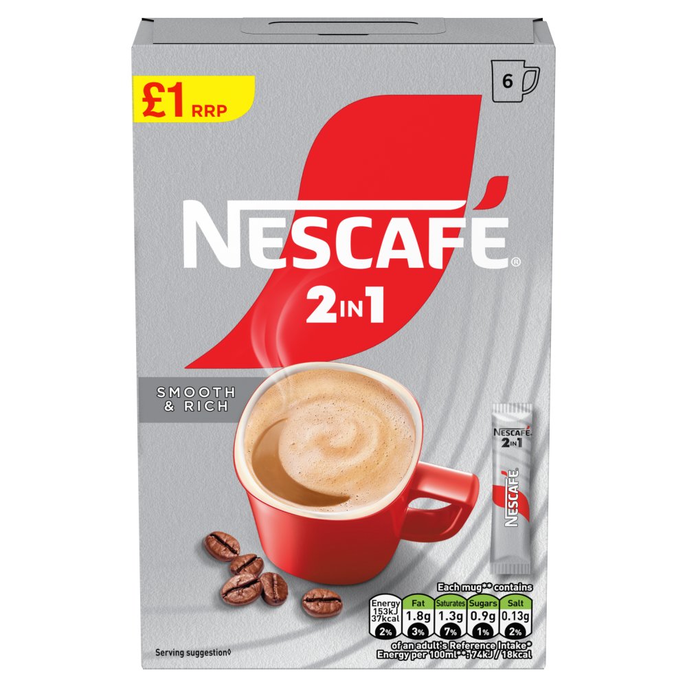 Nescafe 2in1 Instant Coffee Sachets 6 x 9g PMP