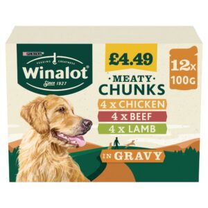 WINALOT Meaty Chunks Mixed in Gravy Wet Dog Food 12x100g PMP