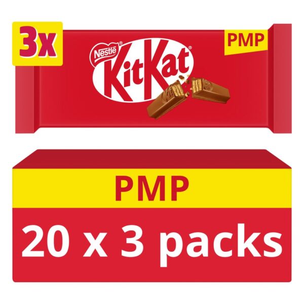 KitKat 4 Finger Milk Chocolate Biscuit Bar 3 Pack Multipack 124.5g PMP £1.50