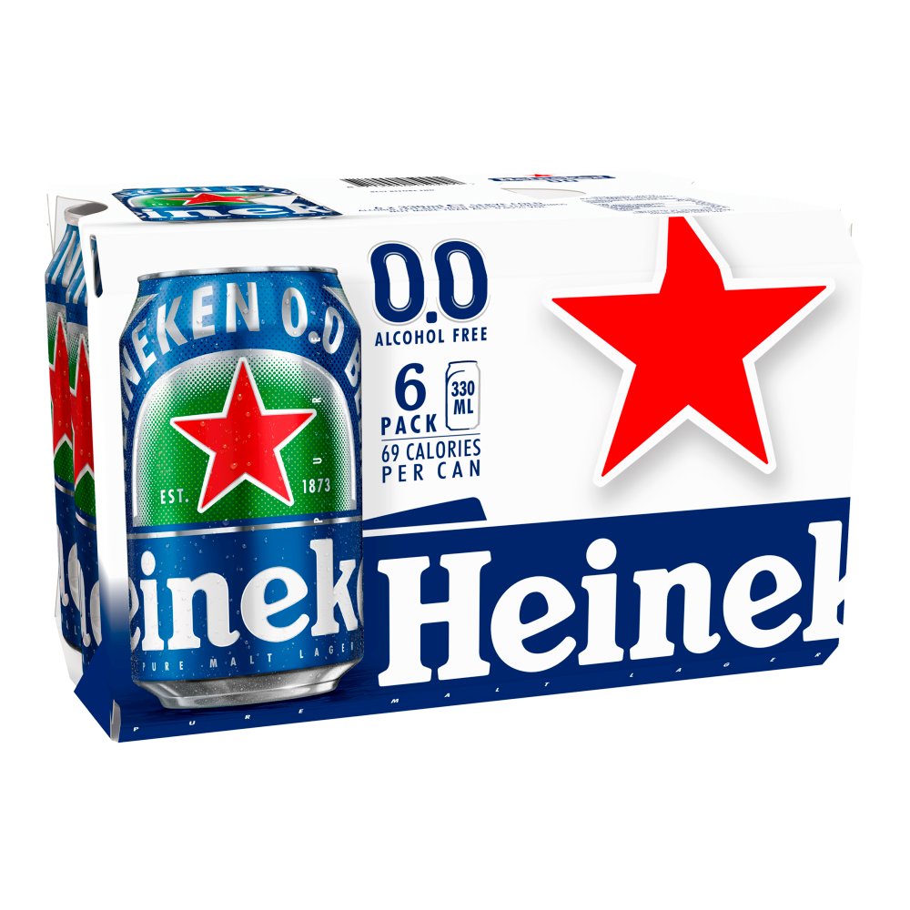 Heineken 0.0 Alcohol Free Premium Lager Beer 0% ABV Cans 6x330ml