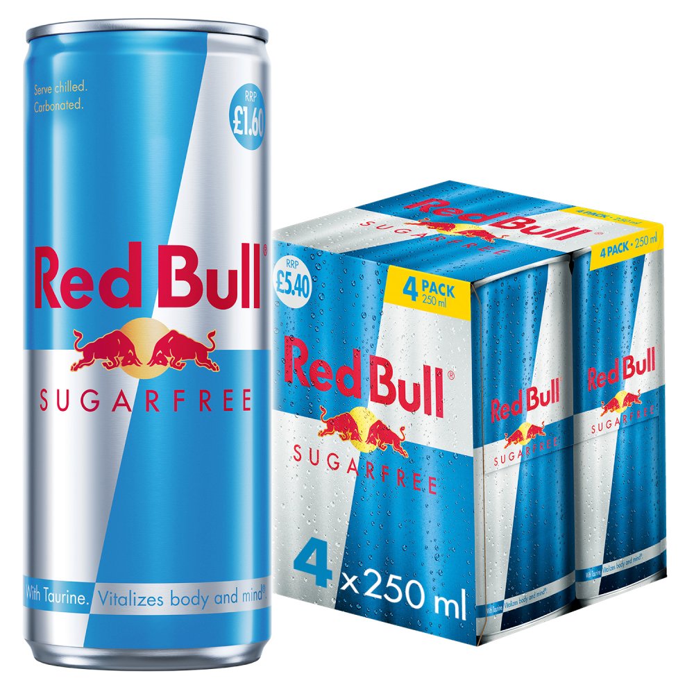 Red Bull Energy Drink Sugar Free 250ml, 4 Pack PM 5.40